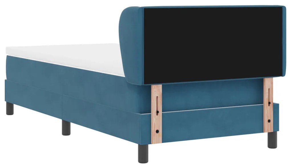 vidaXL Boxrugós ágy matracmal fejtámlával Sötétkék 90 x 190 cm Bársony