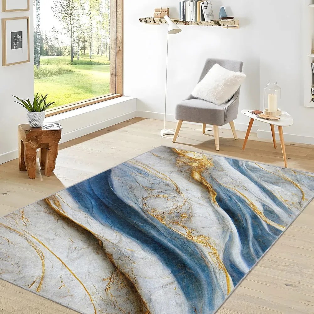 Kék mosható szőnyeg 80x150 cm Golden Spill – Mila Home