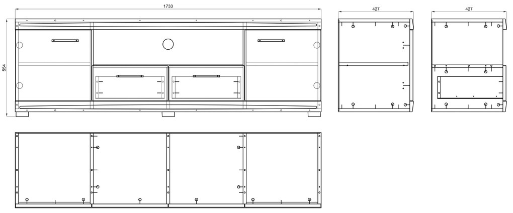 Mazzoni SIMPLE D2SZ2 TV-állvány Millenium Beton/Fehér Fényes - TV-ÁLLVÁNY KOMÓD NAPPALIBA FÉNYES