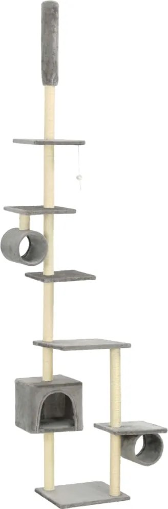 vidaXL szürke macskabútor szizál kaparófákkal 260 cm