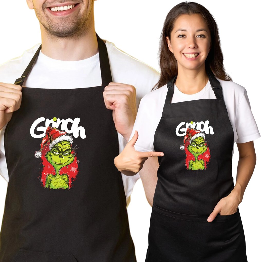 Konyhai kötény nyomott mintával ajándék karácsonyra Grincs