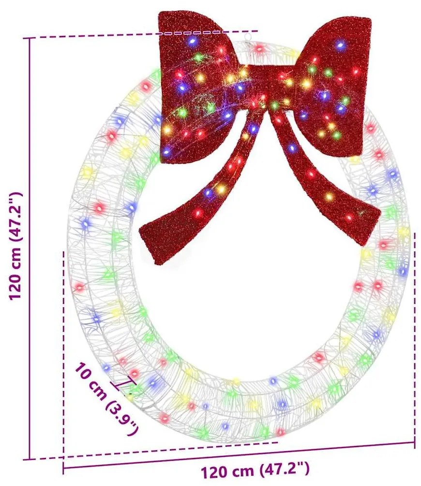 Koszorú 150 LED-del Sokszínű 120 cm Akril