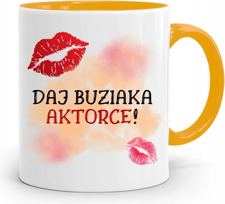 Színésznőnek Színésznő Bögre Sárga Születésnapi Ajándék fényképes nyomtatással