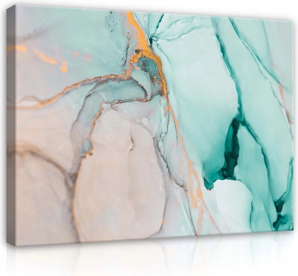 Vászonkép 80x60 Absztrakt márvány türkiz arany akvarell textúra természet