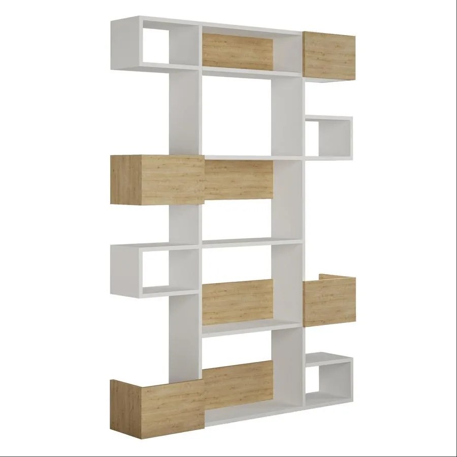 könyvespolc Niho - White, Oak