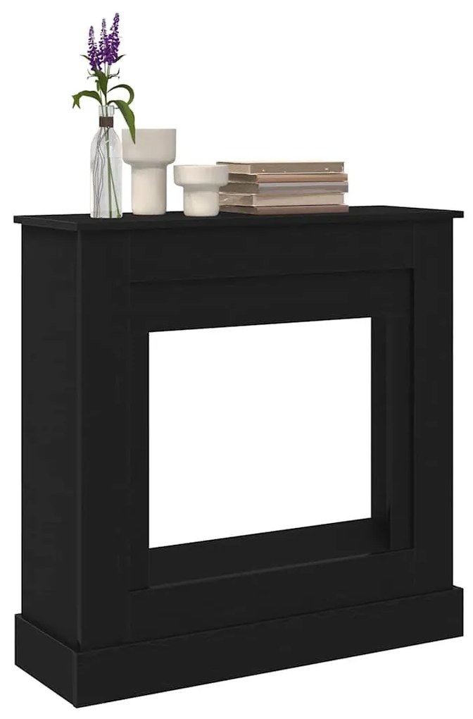 fekete tölgy színű szerelt fa kandallóburkolat 90x30x90 cm