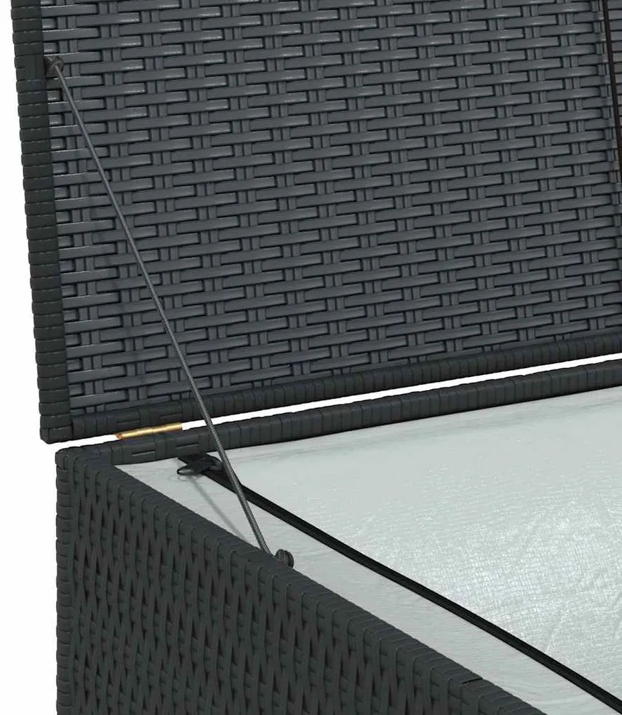 fekete polyrattan kerti tárolóláda 150 x 100 x 100 cm