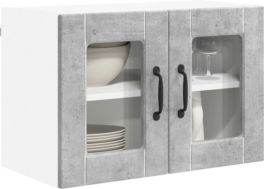 vidaXL Konyhaszekrény polcokkal Beton Szürke 60 x 31 x 40 cm Faanyag