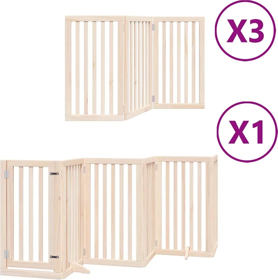 vidaXL nyárfa 15 paneles összecsukható kutyakapu ajtóval 750 cm