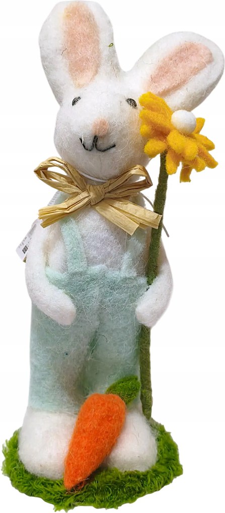 Húsvéti Álló Filc Nyuszi Figura Virággal Dekoráció 25 x 10 cm