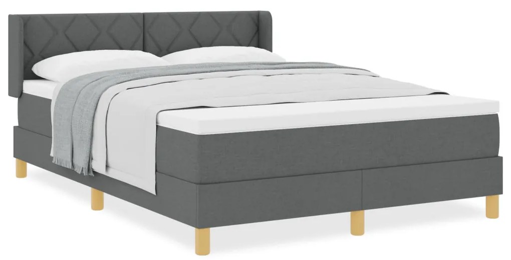 Boxspring ágy matraccal sötétszürke színben, 140 x 200 cm, textil