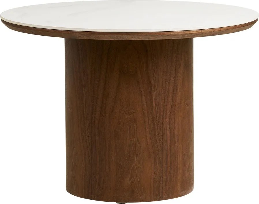 Sötét natúr színű kerek dohányzóasztal kerámia asztallappal ø 60 cm Noli – House Nordic