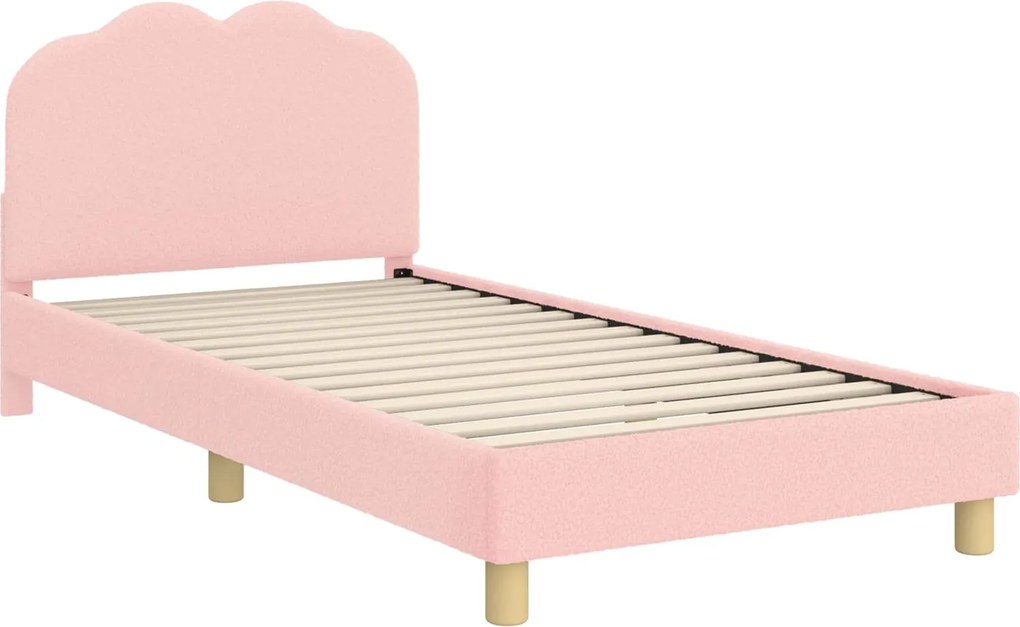 vidaXL Gyerekágy kerettel fejtámlával Rózsaszín 90 x 190 cm Juh Gyapjú