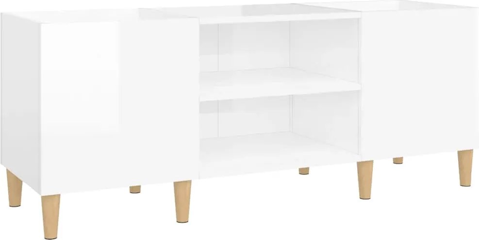 vidaXL magasfényű fehér szerelt fa hanglemezszekrény 121x38x48 cm