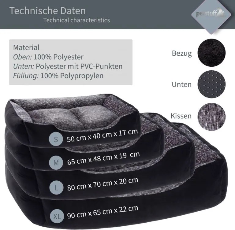 PESTUFF Kutyafekhely S 50 x 40 x 17 cm fekete