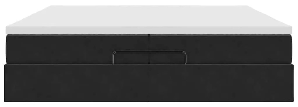 Ottomán ágykeret matracokkal Fekete 200x200cm bársony