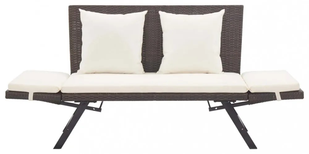 barna polyrattan kerti pad párnákkal 176 cm