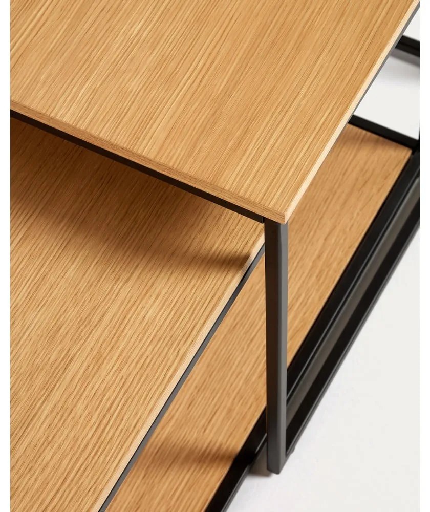 Natúr színű kerek dohányzóasztal szett tölgyfa dekoros asztallappal, 2 db-os 50x100 cm Yoana – Kave Home