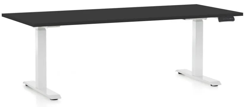 Állítható magasságú asztal OfficeTech C, 180 x 80 cm, fehér alap, fekete