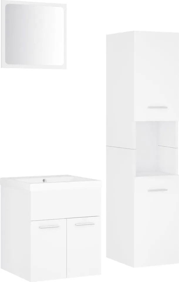 vidaXL fehér forgácslap fürdőszobai bútorszett