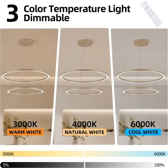 Brilagi - LED dimmelhető függeszték PORTOFINO LED/98W/230V átm. 80 cm bézs + távirányító