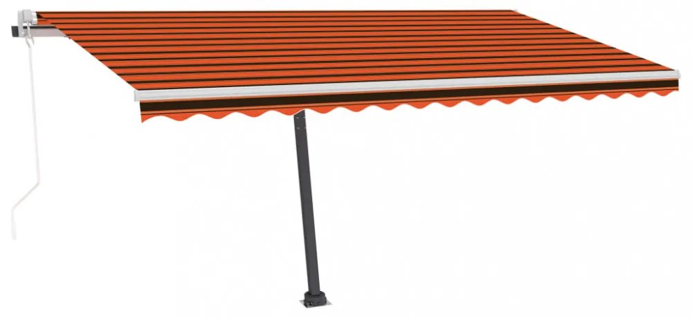 narancssárga-barna automata póznás napellenző 450 x 300 cm