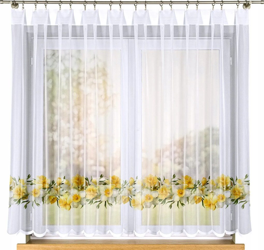 Nárcisz jacquard függöny, méret: 250x160cm, nyomott mintás (szegélyekkel)