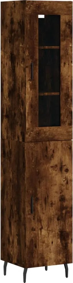 vidaXL füstös tölgy színű szerelt fa magasszekrény 34,5x34x180 cm