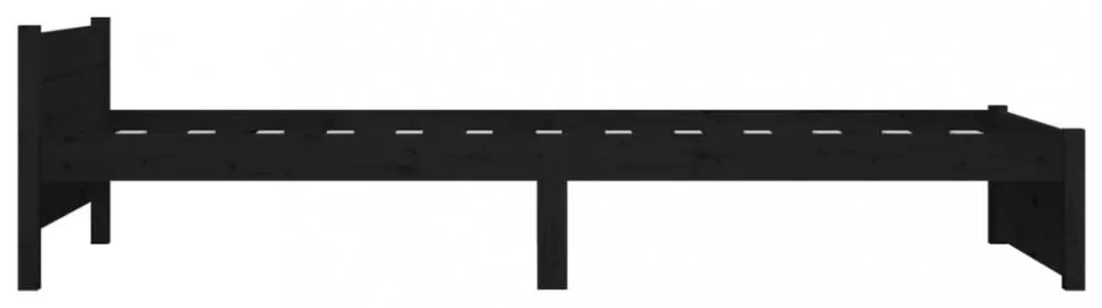 fekete tömör fa ágykeret 90x200 cm
