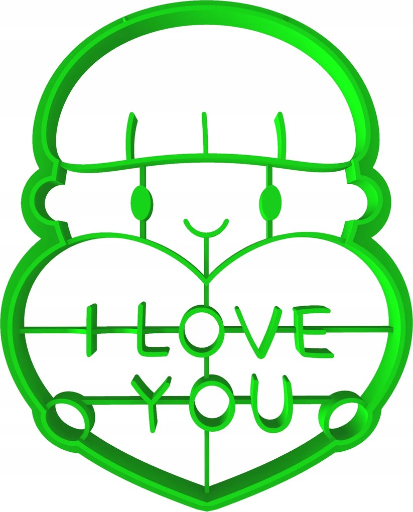 Prémium Mézeskalács lyukasztó keksz Valentin Nap Szív I Love You 8cm