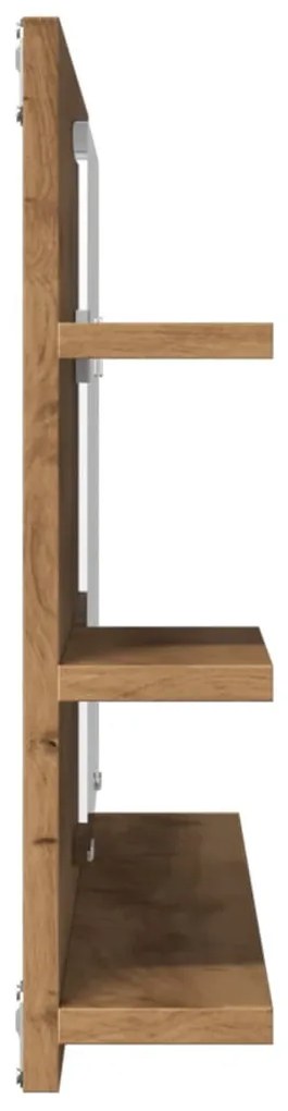 kézműves tölgy szerelt fa tükrös fürdőszobaszekrény 90x11x45 cm