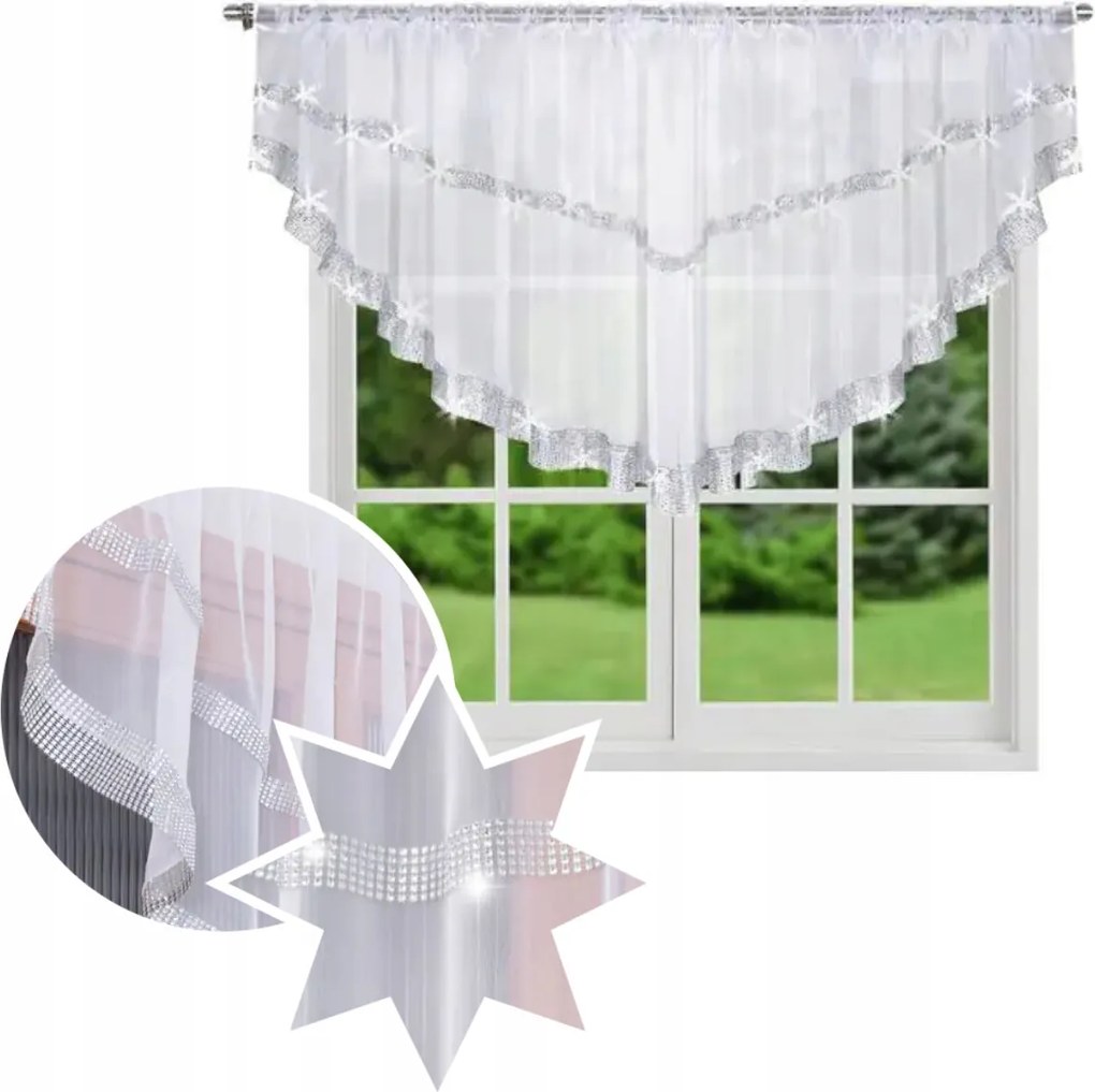 Függöny Strasszokkal Félkör Karnis Fátyol 380X85 CM L 277 Finom