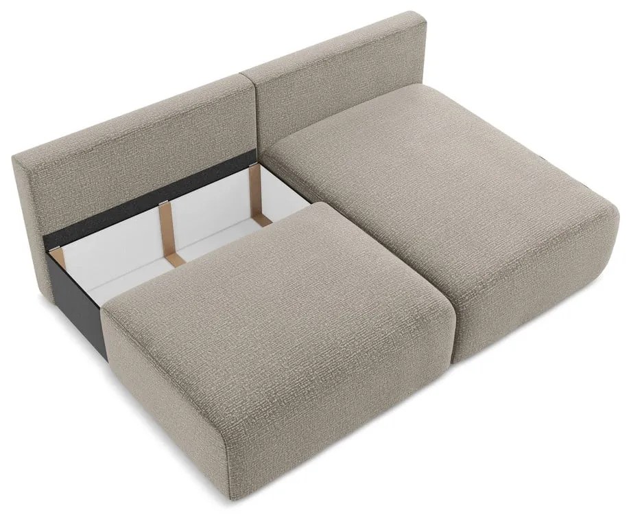 Bézs kinyitható-tárolóhelyes sarokkanapé (jobb oldali) Kalena – Makamii