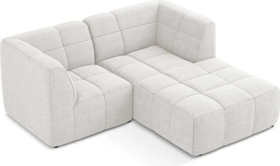 Fehér buklé sarokkanapé (jobb oldali-heverő résszel) Aloha – Makamii