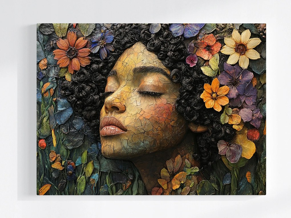 Vászonkép Canvas Portré Arc Nő Lány Virágok 100x75