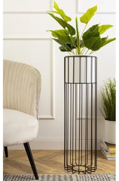 Fém virágcserép LOFT 70x20 cm fekete/fehér