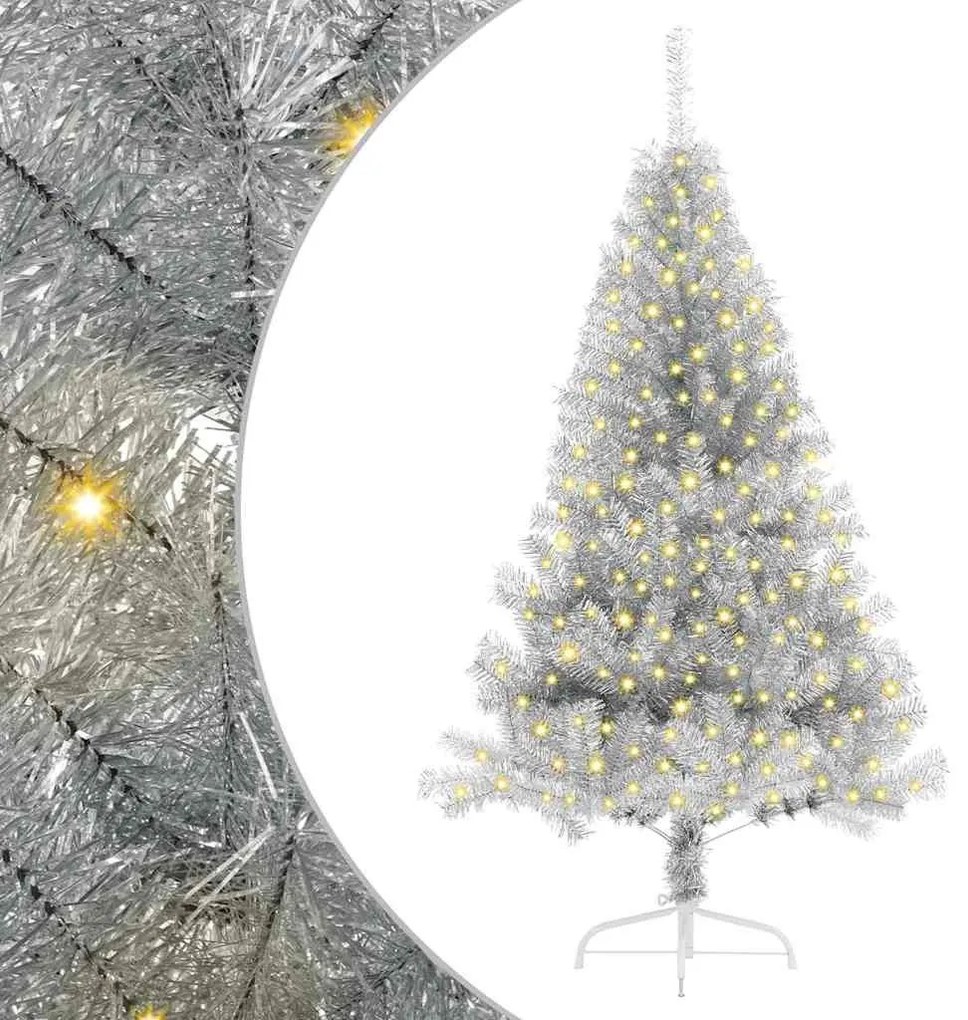 Mesterséges, előre világított karácsonyi fa Ezüst 180 cm PET