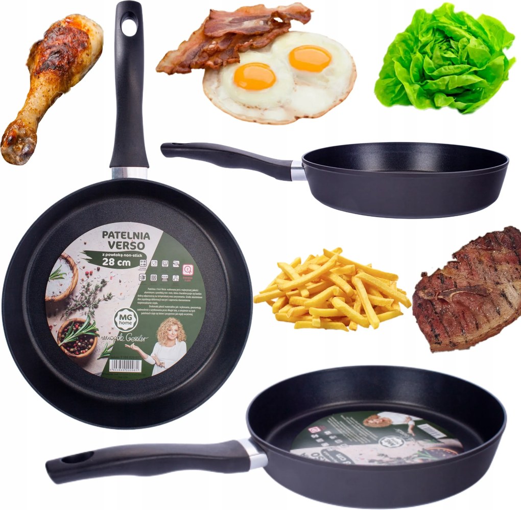 Mg Home Univerzális Konyhai Serpenyő Hagyományos Non Stick Nagy 28 CM Solid