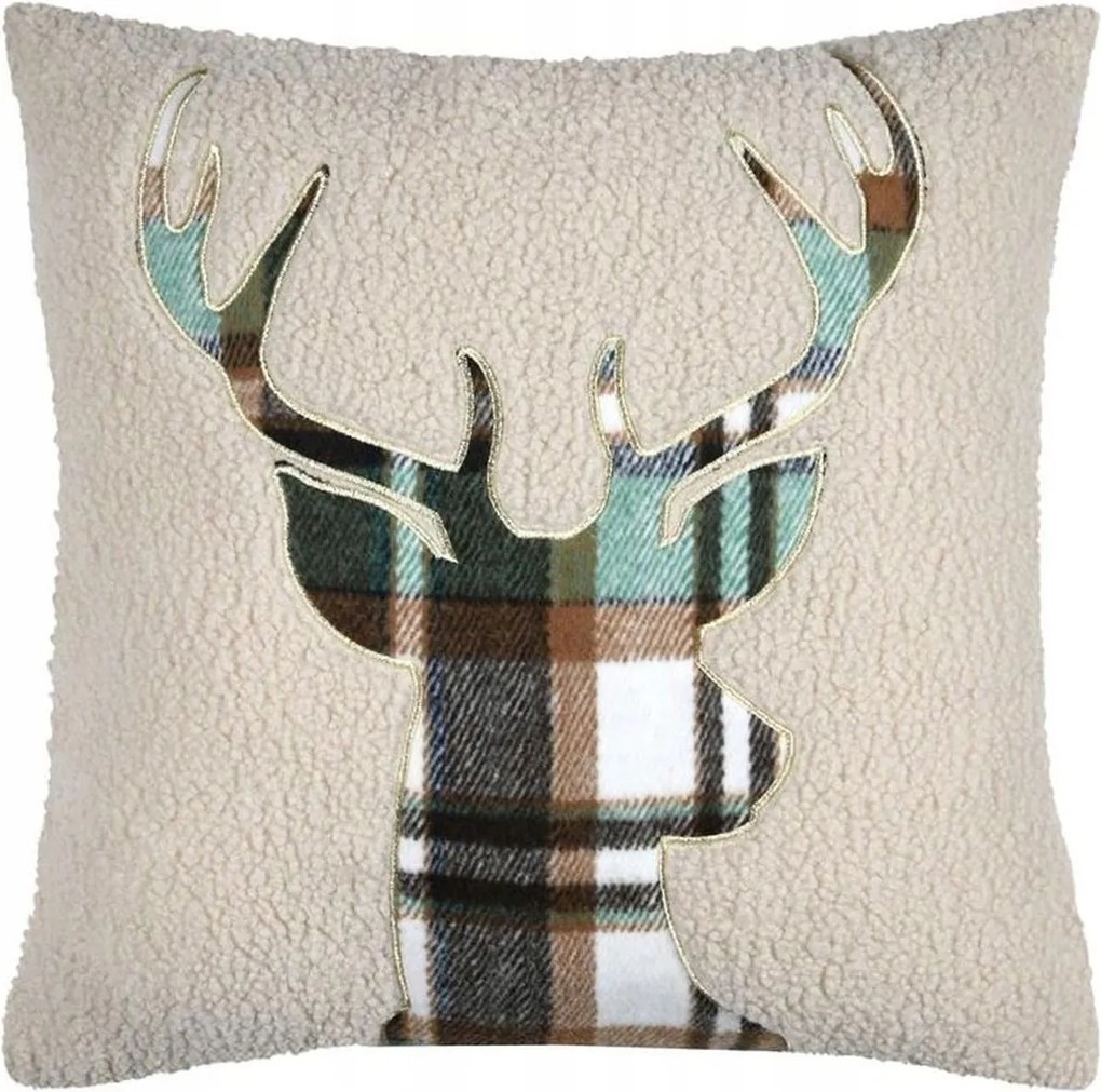 Wildforest Díszpárna 45x45 cm Dekoratív Puha Fehér Bézs Szarvas