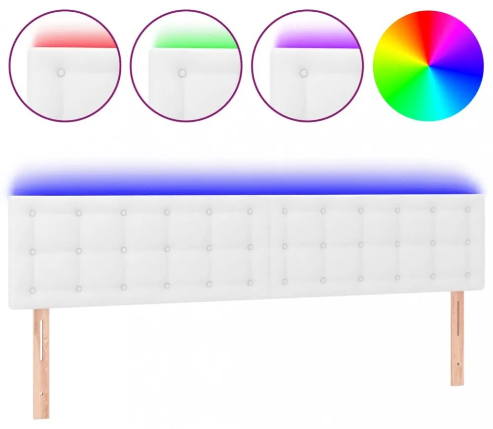 fehér műbőr LED-es fejtámla 200 x 5 x 78/88 cm