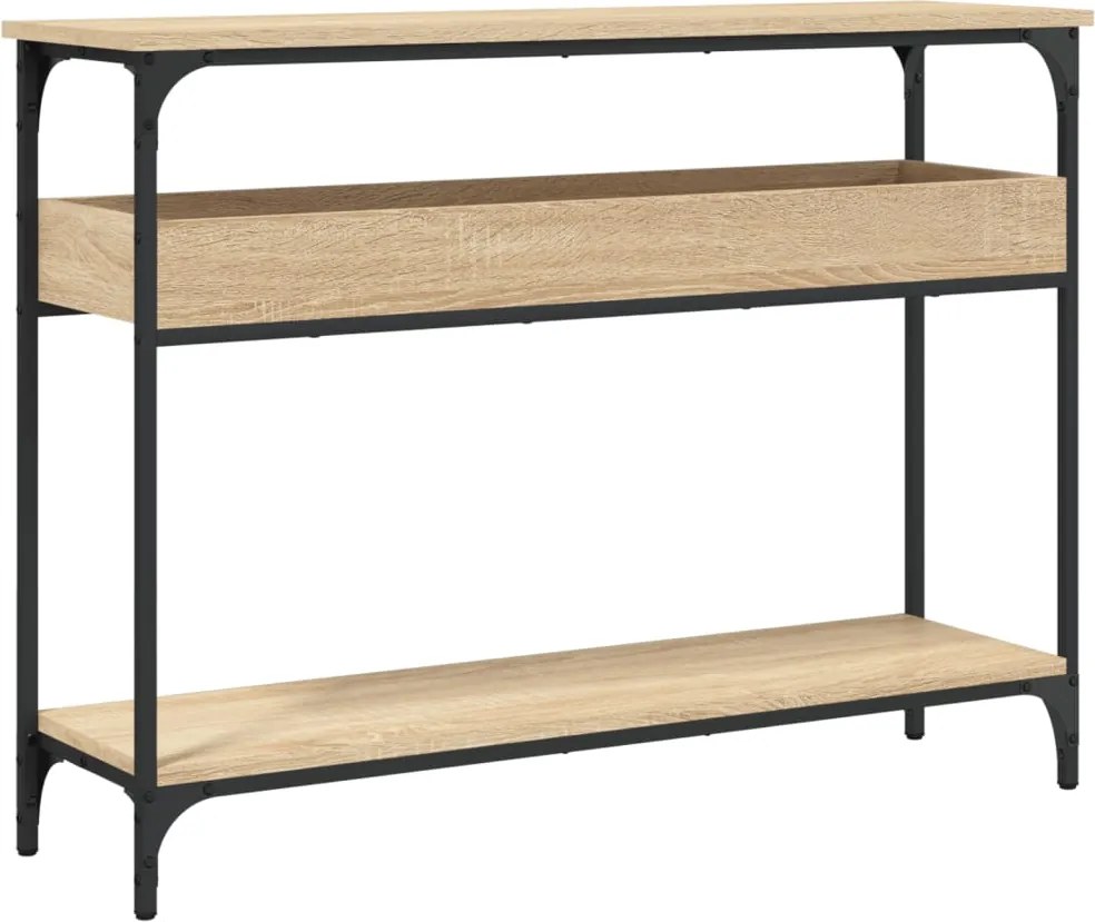 vidaXL sonoma tölgyfa konzolasztal polccal 100 x 29 x 75 cm rétegelt fából
