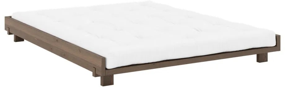 Barna borovi fenyő franciaágy ágyráccsal 160x200 cm Social – Karup Design