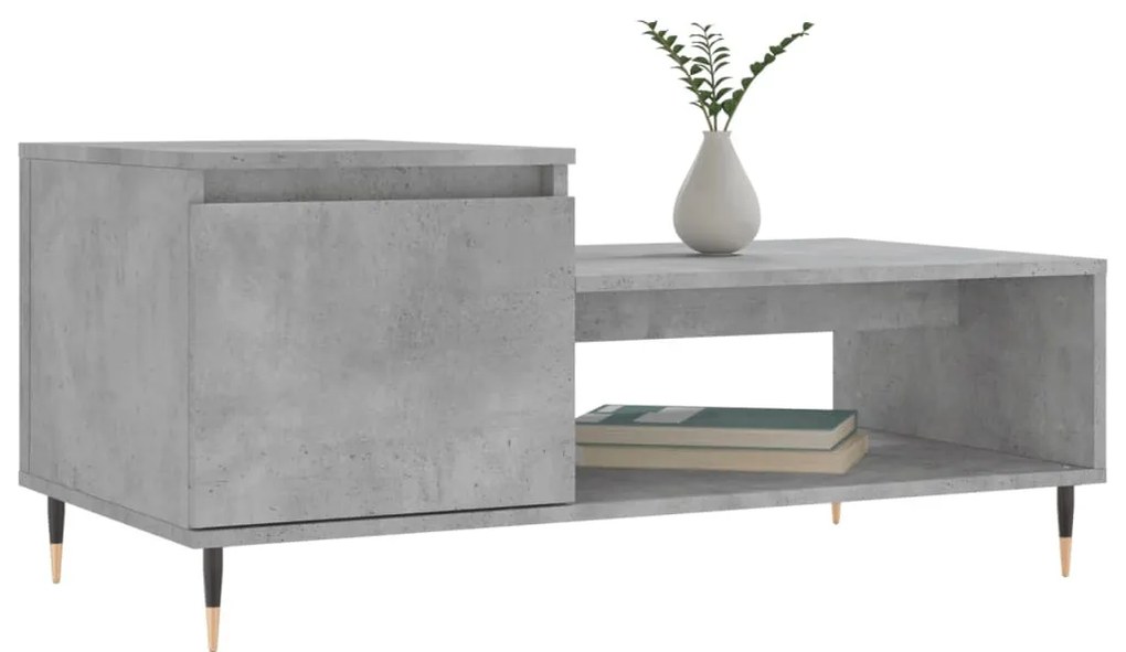 Betonszürke szerelt fa dohányzóasztal 100 x 50 x 45 cm