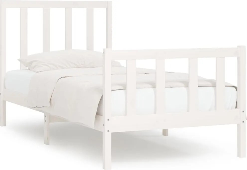 vidaXL Small Single fehér tömör fa ágykeret 75 x 190 cm