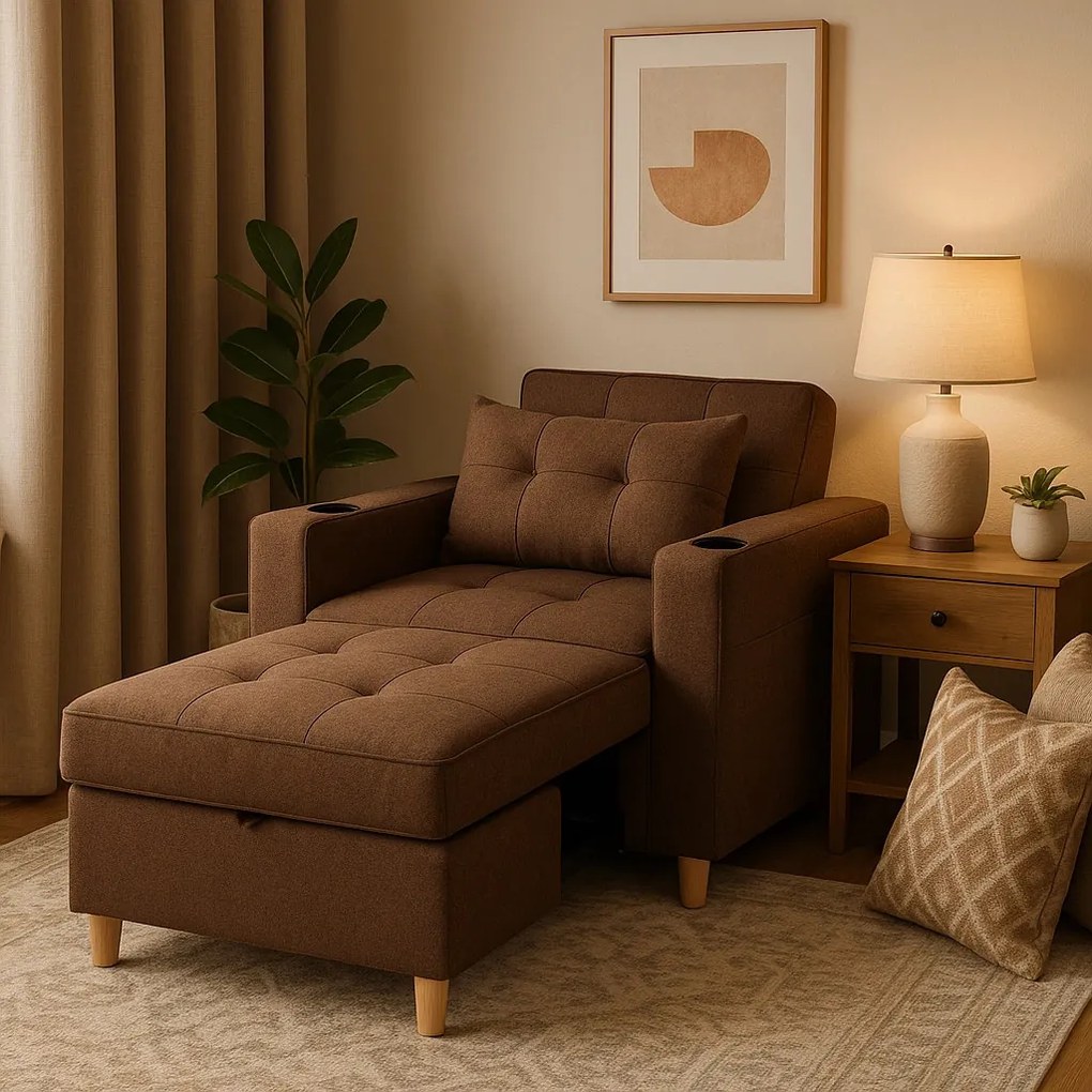 Fotel Rozkładany SOLOR Brązowy