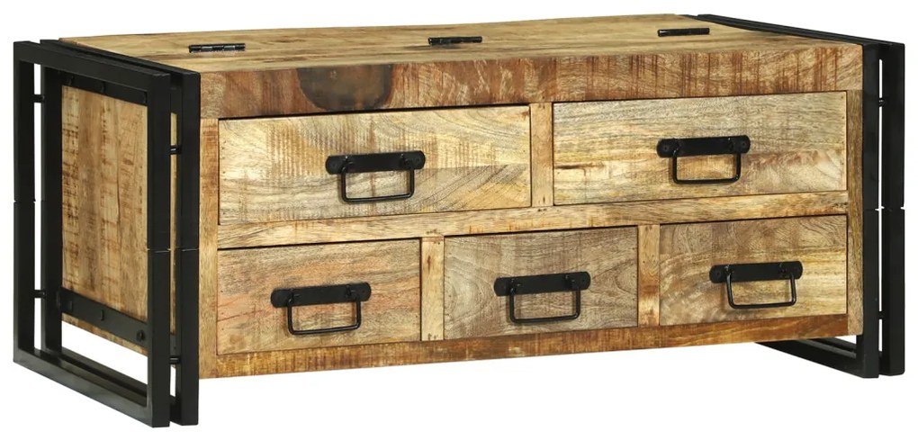 Kávézóasztal 90x50x38 cm Tömör Durva Mangóból