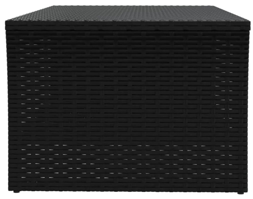 Fekete polyrattan dohányzóasztal 100 x 50 x 40 cm