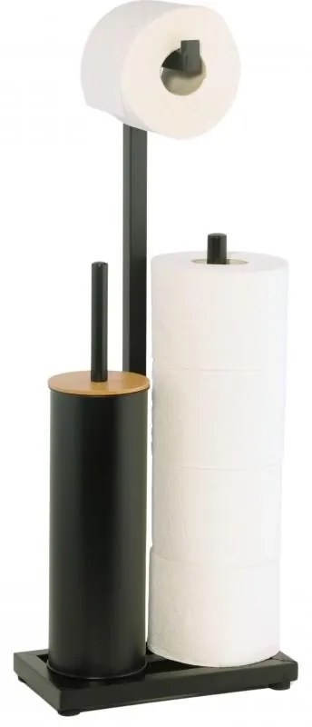 Erga Pap, WC-papír tartó WC kefével és adagolóval, fekete-barna, ERG-YKA-P.PAP-WC-BLK