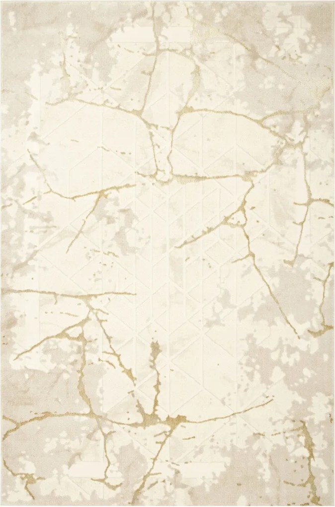 Geometrikus Szőnyeg Márvány Utánzat Arany Krémszínű Allora Plus 3D 60x100 cm