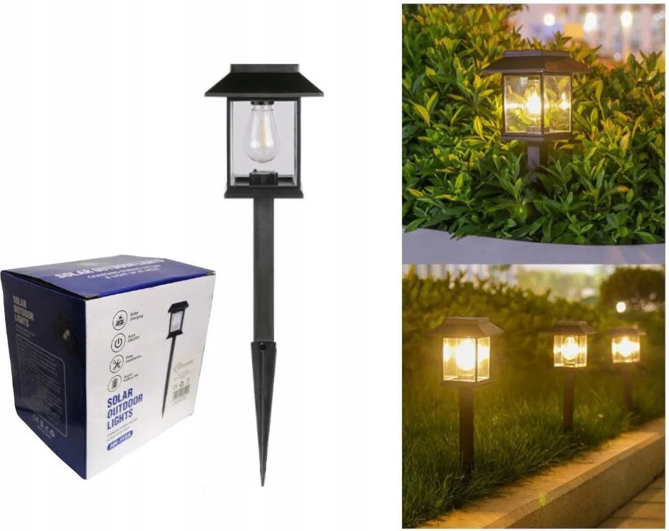 Napelemes kerti lámpa fekete 40 cm – erős, energiatakarékos